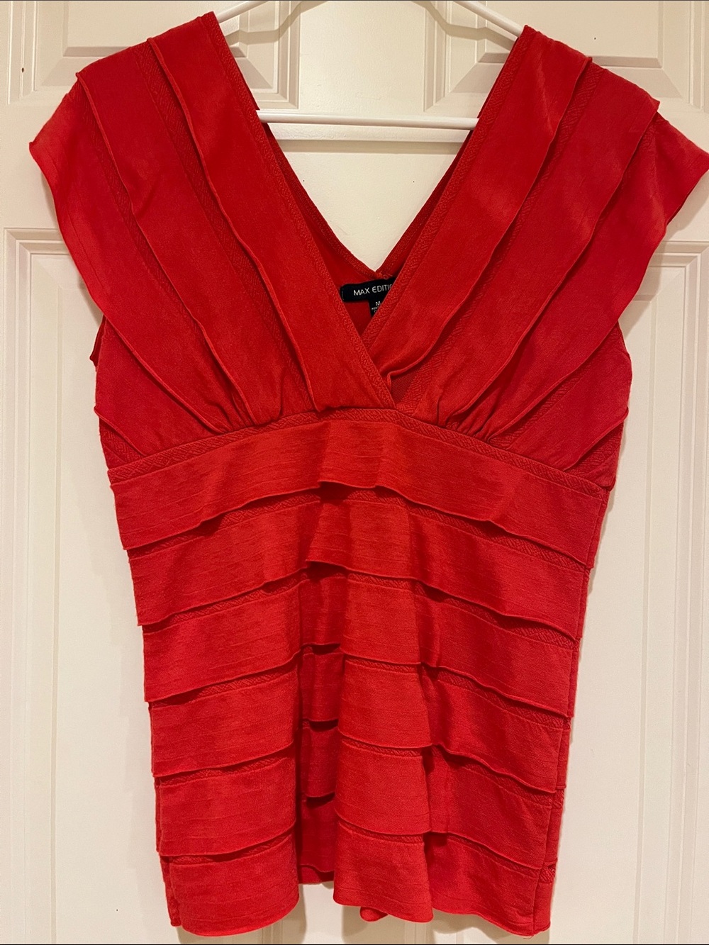 Max Edition Red Orange Ruffle Top